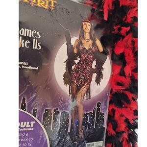 Spirit Halloween Dames Like Us Costume Red Black Sequin Flapper Dress XL 14-16